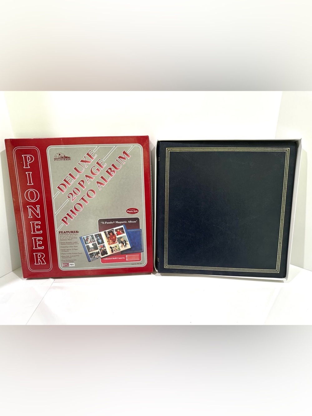New Box Vintage Pioneer Magnetic Leather Photo Picture Album 20 pages Navy Blue